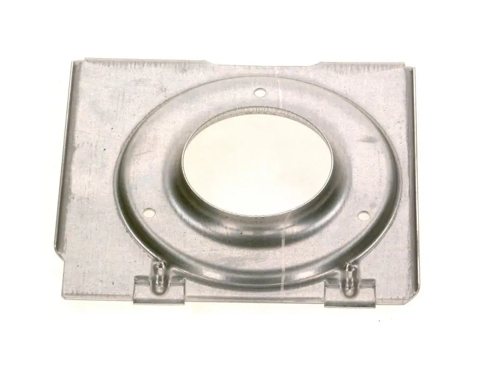 Deckel aus Metall mit kreisförmiger Öffnung in der Mitte und zwei Befestigungslöchern, geeignet für Bosch-Geräte.
